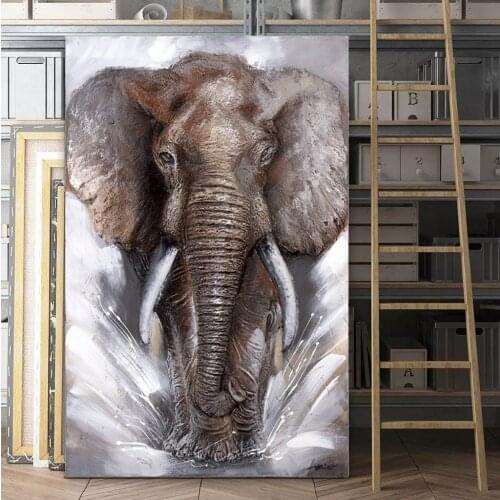 SELFLESSLY Grey Elephant Wall Art Canvas Pictures Posters Home Decor Modern Animal Elephants Printed Cuadros Decoration