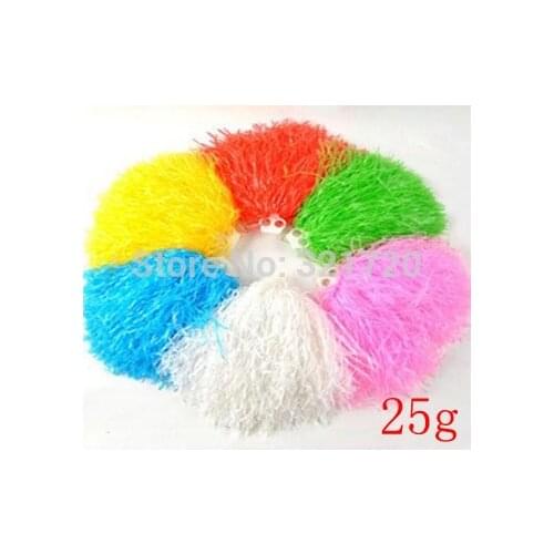 25g plastic PE cheerleading pompoms ,10 pieces/lot ,pom pom ,red, blue,green,white,yellow and pink ,Color and handle can choose
