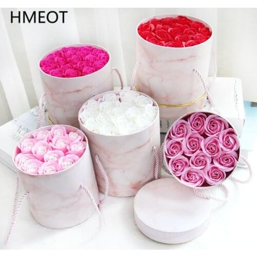 Surprise Romantic Valentines Day Gift Round Hug Bucket+Soap Flower Gift Box Storage Birthday Gift For Mum/Girlfriend/Wife/Lover
