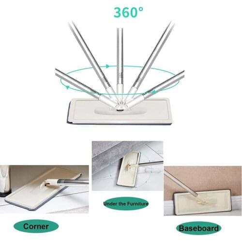 Flat Floor Mop Scraping Ultra-Fine Fiber Mop Self Wet And Dry Cleaning Microfiber Mop Bucket With 2 Microfiber Pads