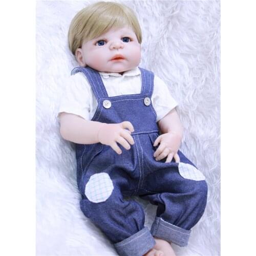 Boy reborn baby dolls 22" 55cm full body silicone reborn dolls for kids gift blond hair bebe boy bonecas reborn