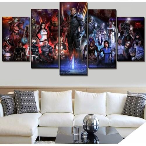 Modern Wall Art Canvas HD Prints Poster Home Decorative 5 Pieces Game Mass Effect Role Painting Framework Modular Pictures
