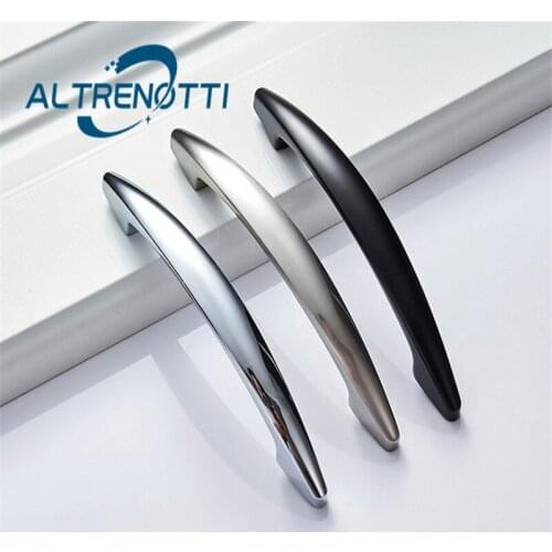 Zinc Alloy Furniture Handle Black Chrome Silver Cabinet Drawer Kitchen Cupboard Knob Modern Wardrobe Room Door Pull Hardware