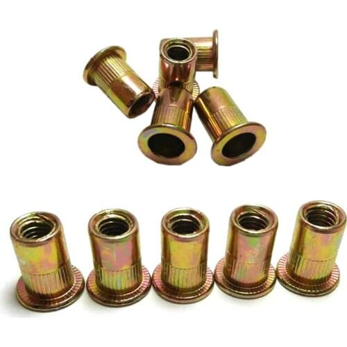 Steel Rivet Nuts 500Pcs M3-M10 Zinc Plated Carbon Steel Flat Head Rivnut Threaded Insert Nuts Set