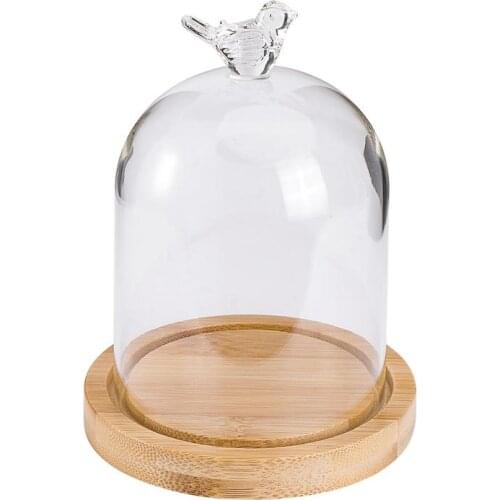 Dried Flower Display Glass Cover Preserved Flower Glass Cover DIY Transparent Glass Cover Loving Heart Glass Dome with Wood Base