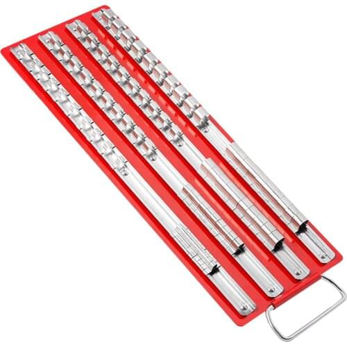 80Pc Socket Tray Rack 1/4 inch, 3/8 inch, 1/2 inch Inch Snap Rail Tool Set Organizer