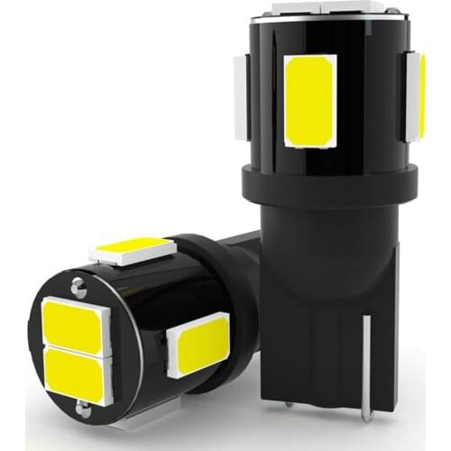 10pcs W5W 194 T10 5630 6SMD LED Car Bulb 6000K White Wedge License Plate Lamp Dome Light White Diedo High Quality 12V