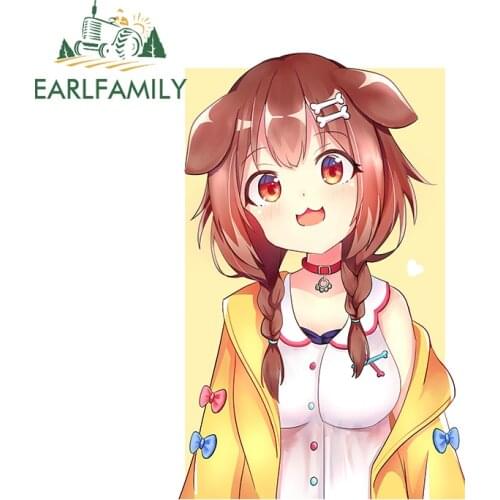 EARLFAMILY 13cm x 8.4cm for Hololive Anime Girl Vinyl Car Stickers Air Conditioner Graffiti Decal Occlusion Scratch Decoration