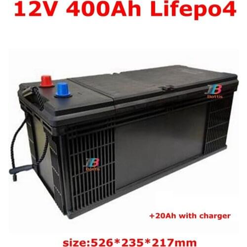 Waterproof 12.8V 12V 400AH Lifepo4 lithium batterie for Golf Carts EV House hold electric supplies Go Car +20A charger