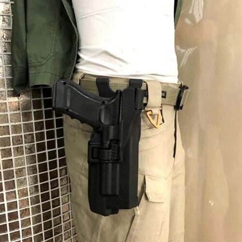 LV3 Series Quick Drop Glock Gun Belt Holster Bearing Flashlight Military Gun Holster for Glock 17 18 19 22 23 32 Waist Holster
