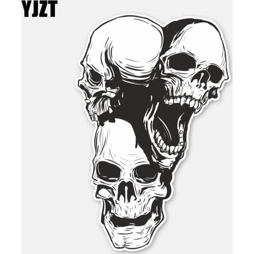 YJZT 14CM*9.2CM Motorcycle Skulls Head Helmet Bike Car Body Decal 6-2729