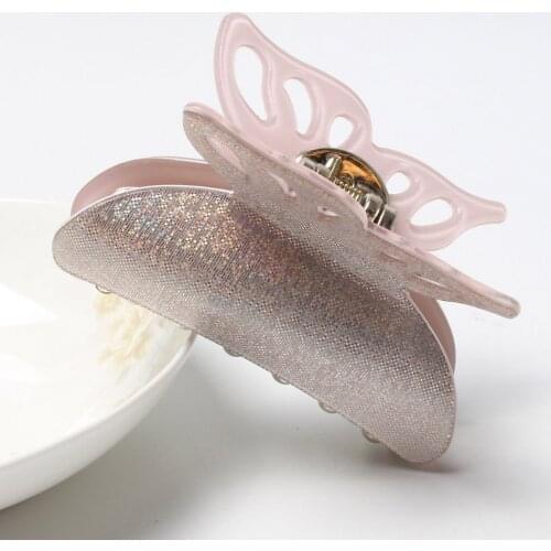 7CM Medium Shiny Butterfly Hair Clip For Women Girl Hair Accessories On Cut-out Butterfly Wings Acrylic Hair Claw