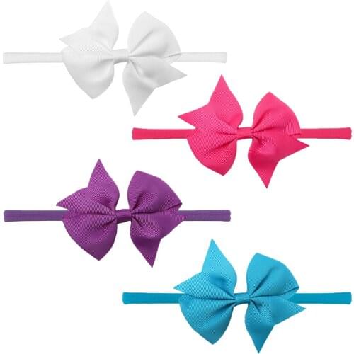 1PC 3inch Hair Bow Nylon Headband Grosgrain Ribbon Bow Elastic Hair Bands Tie For Little Kids Hair Accessories