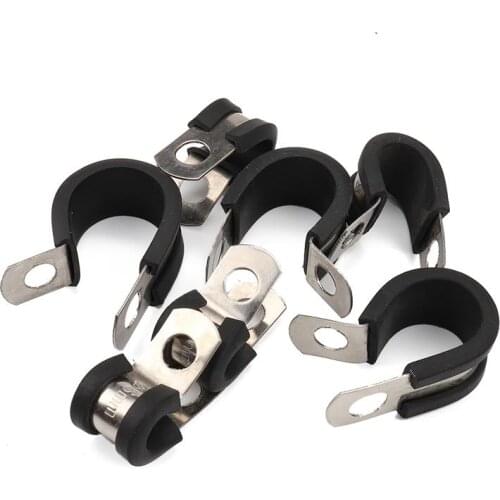 10Pcs Cable Clamp Stainless Pipe Clamp Plastic Metal Clamp Functional Durable Rubber Cushioned Insulated Clamps for Car