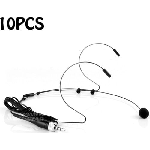 10Pcs 3.5 mm Jack Stereo Screw Lockable Condenser Earset Headworn Microphone Headset Mic For Wireless Bodypack EW172 EW512 EW322