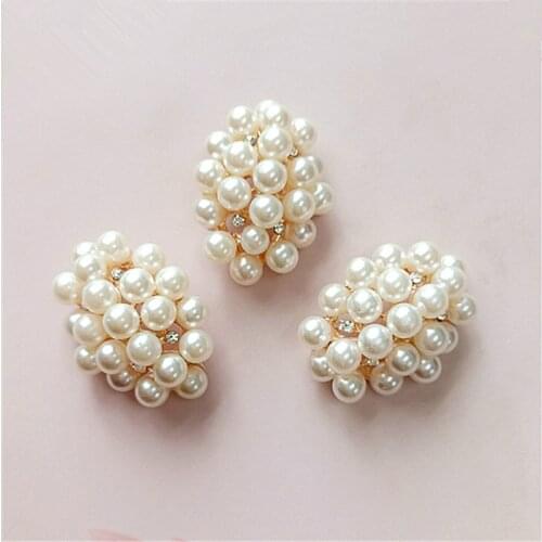10 PCS Metal Alloy Crystal Rhinestones Imitation Pearl Oval Flowers Connectors DIY Headwear Accessories For Jewelry Making