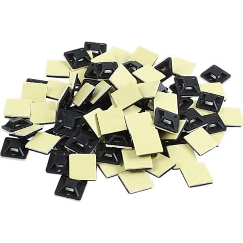 100 Pcs Self Adhesive Cable Tie Mount Base Holder 20 x 20 x 6mm