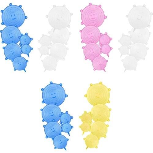 12PCS Silicone Stretch Lids Reusable Stretchable Food Fruits Storage Container Sealing Covers Lids Bowl for Home Kitchen Supplie