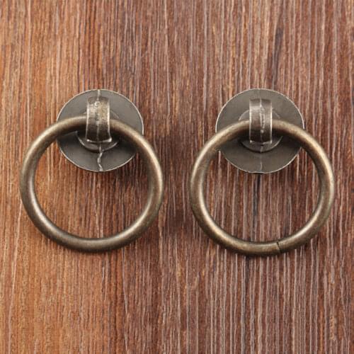 2Pcs 40*30mm Vintage Cabinet Handles Furniture Knobs Kitchen Drawer Cupboard Chinese Ring Pull Handles