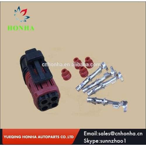 Free shipping 5sets tyco 4pin housing plug auto waterproof female wire harness cable connector 1337352-1