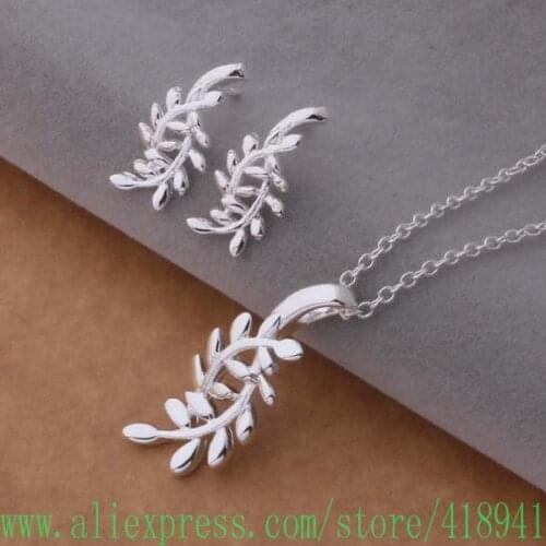 Free shipping silver plated Jewelry Sets Earring 445 + Necklace 168 /ehhamyoa bijajzqa AS291