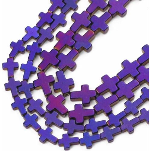 Cross Jesus Purple Hematite Natural Stone Loose Spacer Beads For Jewelry Making Diy Bracelet Accessories Findings 4x6/6x8/8x10MM