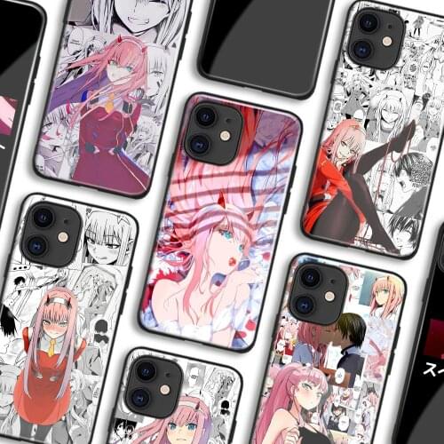 Zero Two 02 FRANXX Anime Soft TPU Glass Phone Case for IPhone SE 6s 7 8 Plus X Xr Xs 11 12 Mini Pro Max Samsung