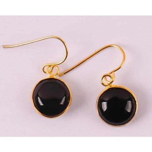 Black Carnelian Stone Dangle Earrings Jewelry For Woman Gift T166