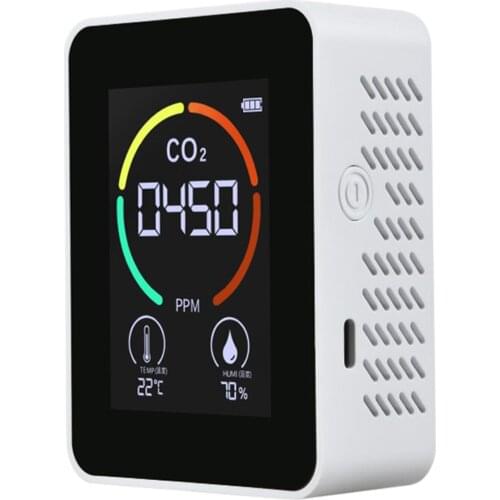 2.8inch LCD CO2 Air Detector Carbon Dioxide Detector With Backlight Display Agricultural Production Greenhouse CO2 Monitor White