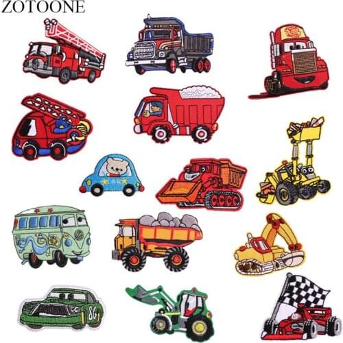 ZOTOONE Cartoon Car Patches for Kids Diy Stickers Iron on Clothes Heat Transfer Applique Embroidered Applications Cloth Fabric G