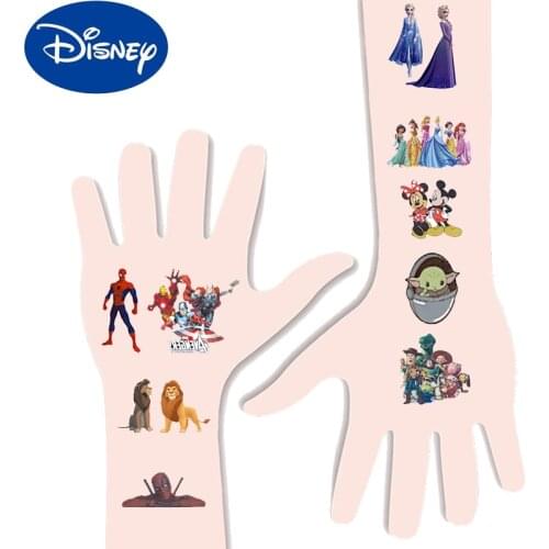 Disney Tattoo Stickers Cartoon Anime Spiderman Frozen Avengers Lion King Baby Yoda Mickey Minnie Deadpool Toy Story Fake Tattoos