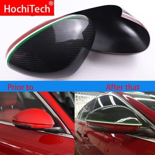 For Alfa Romeo Stelvio 2016-2019 mirror shell Italian flag style carbon fiber rearview mirror cover rearview mirror accessories