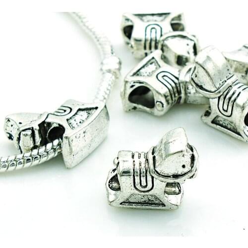 JINGLANG 20pcs/lots Newly Fashion Trojan Horse Plated Silver Beads Charm Accessories Bracelets DIY Findings Jewelry