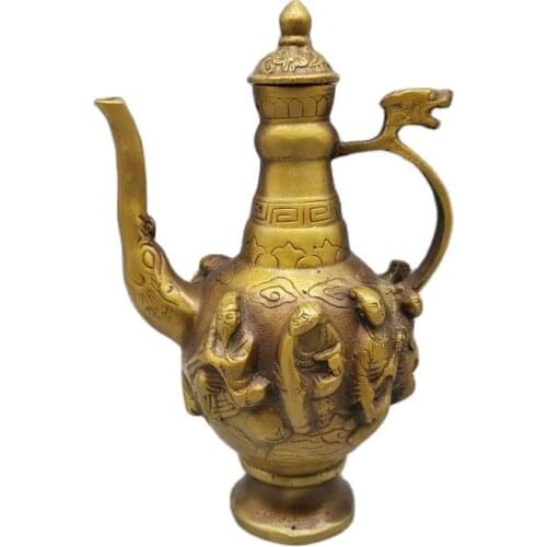 Chinese Old Bronze Statue Brass Eight Immortals Pot
