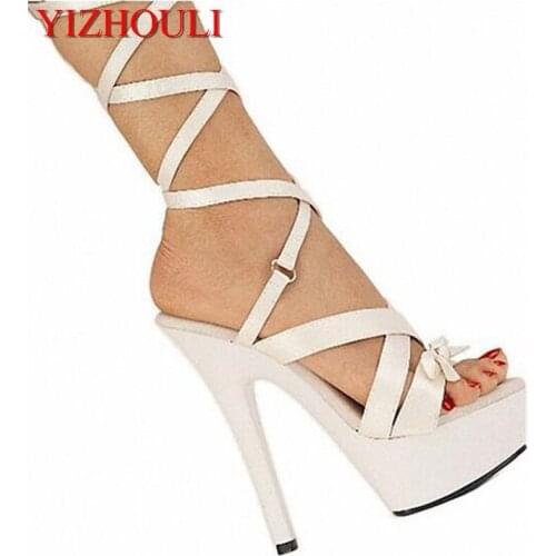 Classic Rome Style Platforms Women Open Toe 15cm High Heel Shoes, Toeless Stiletto, Sexy Sandals, Wedding Shoes