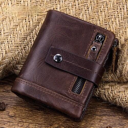 Leather mens short wallet Large-capacity fashion multi-card position leather mens coin purse coin wallet