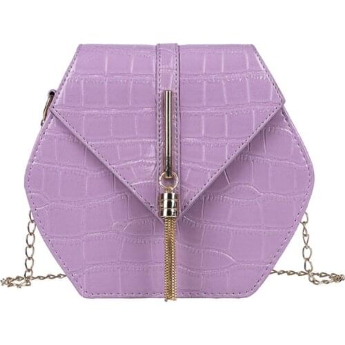 Crocodile Pattern Crossbody Bags for Women 2021 Small Chain Handbag Retro Hexagon Ladies Hand Bag Designer Evening Bags Sac