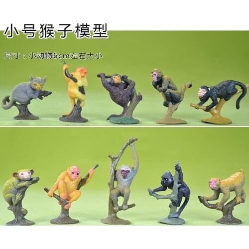 Mini solid pvc figure SimulationThe simulation model toy monkey baboon wildlife like orangutans 10 pcs/set