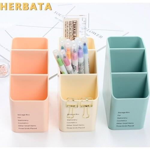 1PC Multi-function Plastic PP Desktop Storage Box Case 4 Grid Sub-grid Make up Cosmetic Holder Desk Pen Pencil Organizer CL-2515