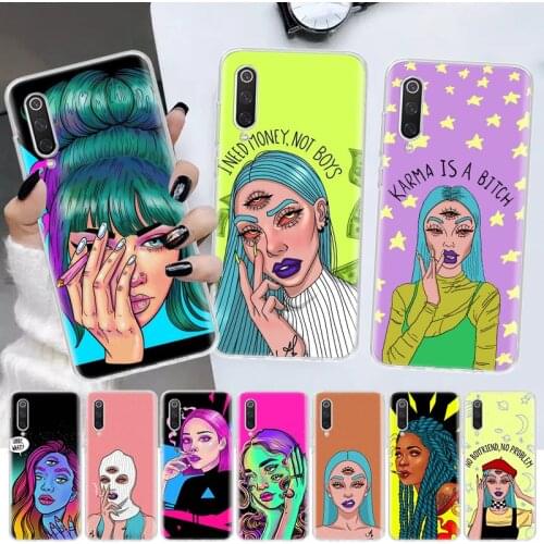 Karma Aesthetic Devil Woman Bad Girl Soft Cover Phone Case For Xiaomi Note 10 Mi 11 9 8 CC9 9T 10T A1 A2 A3 F1 F2 X3 NFC Pro Lit