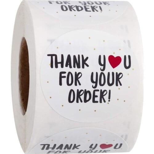 100-500pcs Thank You For The Stickers Round Envelope Sealed Label Scrapbook STICKER BLACK White Stickers Stationery Sticker