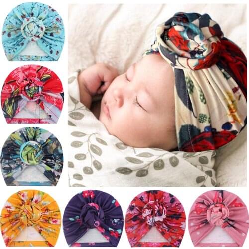 New Donut Baby Beanie Turban Hat Baby Cap Cotton Fruit Print Floral Toddler Baby Girl Cap Infant Accessories 1PC Warm Cap #0210