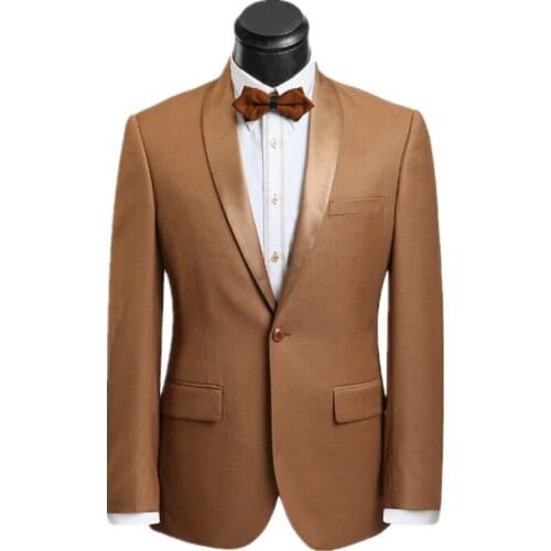 New products The groom suits wedding garment gold shawl collar suit one buttons prom Dinner party formal suits (jackt+pants+tie)