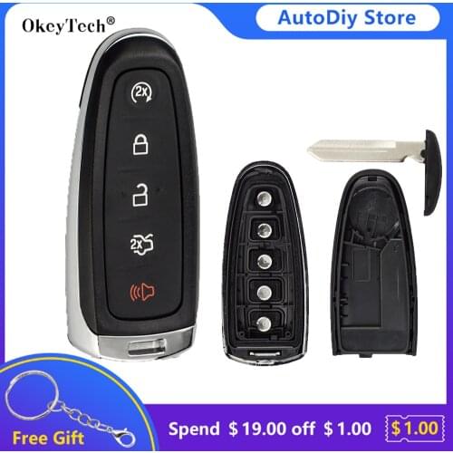 Okeytech High Quality 4+1 5 Buttons Keyless Remote Key Shell Case Smart Key For Ford Explorer Edge Escape Flex Taurus 2011-2015