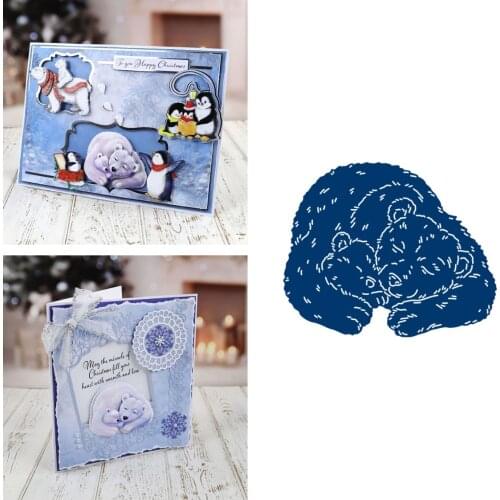 Polar Bear Warm Hugs DieCutting Dies for DIY Scrapbooking Crafts Dies Cut Stencils Maker Photo Album Template Handmade