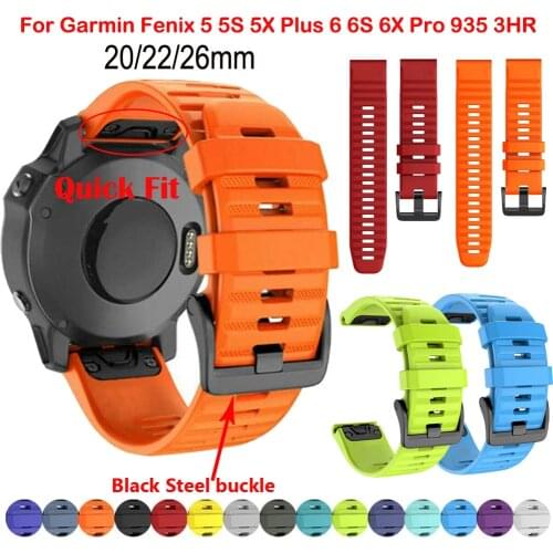 26/22/20mm Watchband For Garmin Fenix6 6S 6XPro 5X 5S Plus 3HR 935 Quick Release Silicone Band Fenix5 Easyfit Wrist Strap Correa