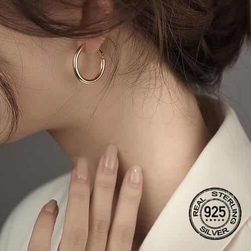 Hoop Earrings S925 Silver Needle For Women Gold Retro Simple Korean Fashion Small New Trend Hot Girl Party Gift Jewelry INEFFA