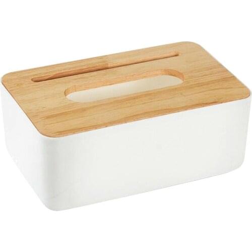 Nordic Wood Cover Car Plastic Tissue Box Holder Kitchen Storage Box Office Home Organizer Table Tissue Box With Phone Shelf