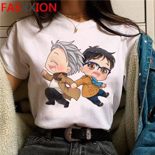 Yuri on Ice summer top male aesthetic japanese white t shirt streetwear casual clothes top tees harajuku