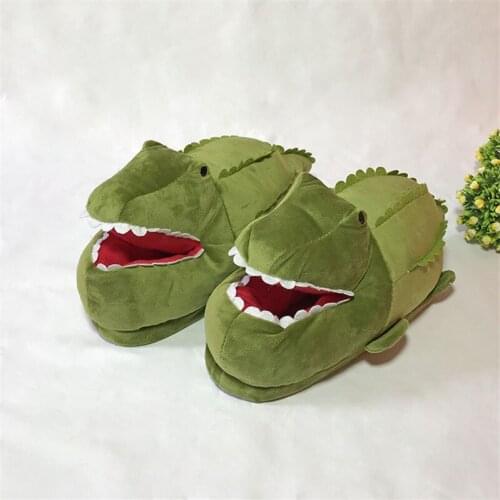 Winter Furry Slides Funny Animal Crocodile Slippers Unisex Cotton Shoe Indoor Warm Plush Home Slippers Couple Cotton Shoes
